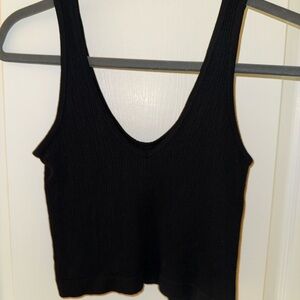 Urban Outfitters Black Ribbed V-Neck Tank